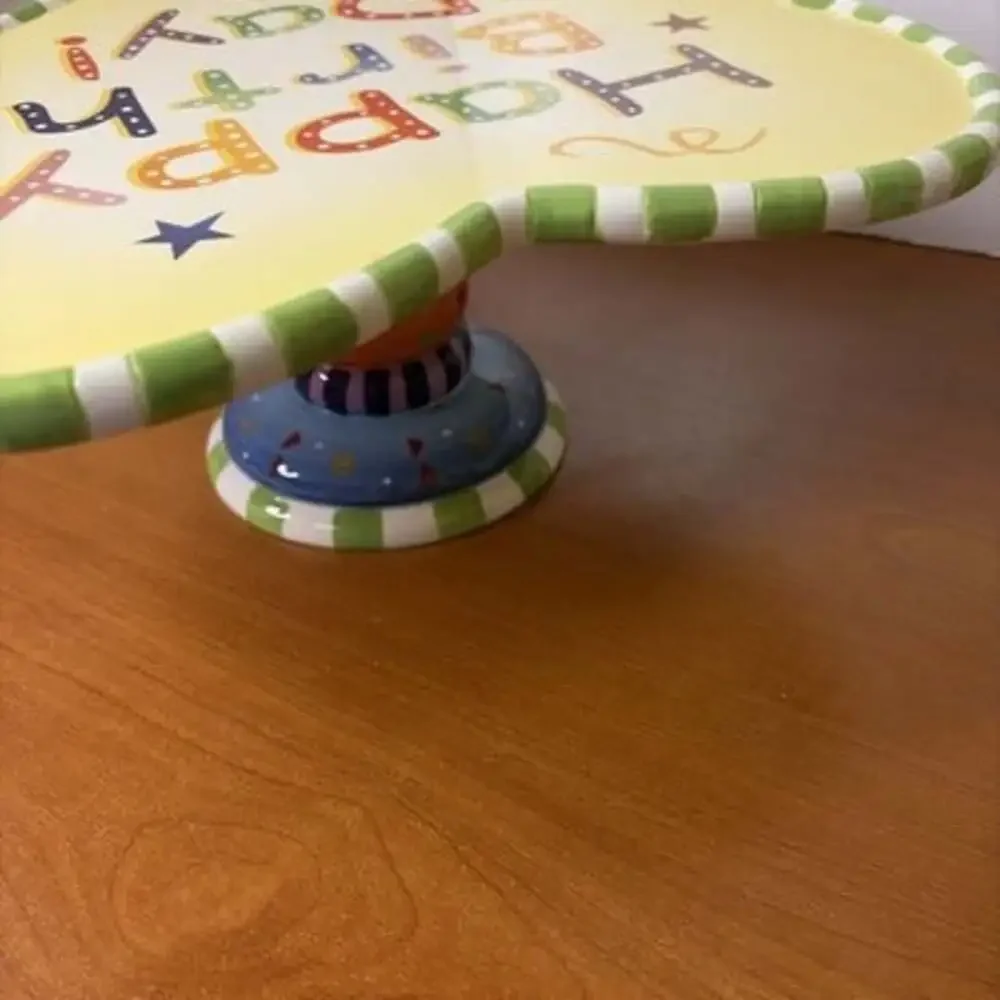 Department 56 “Happy Birthday” Heart Shaped Colorful Cake Stand
